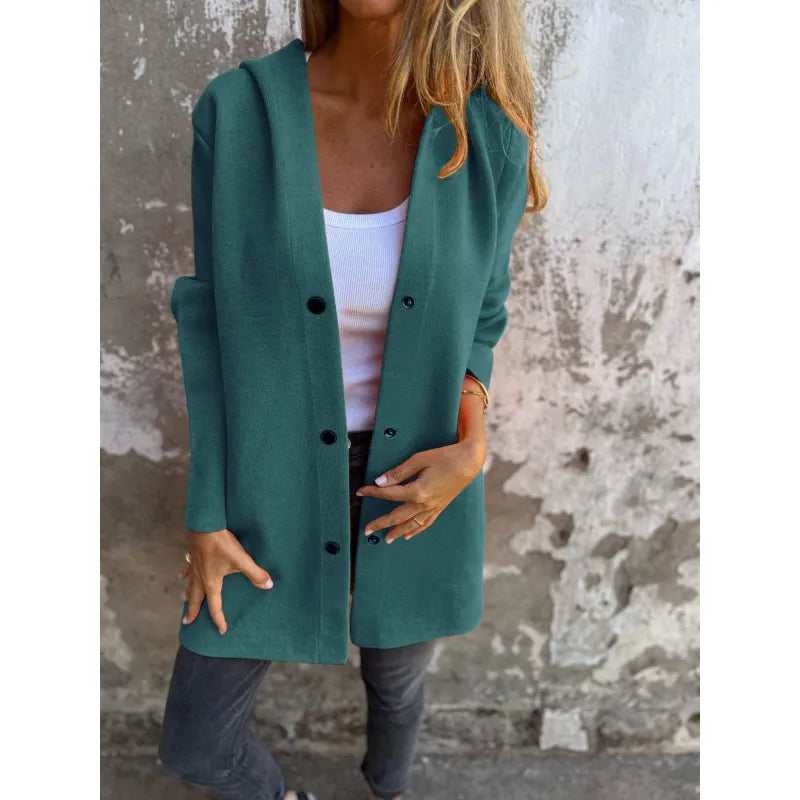 Casual Hooded Single-Breasted Cardigan Fashion Loose Solid Color Jacket Spring And Autumn Women's Clothing