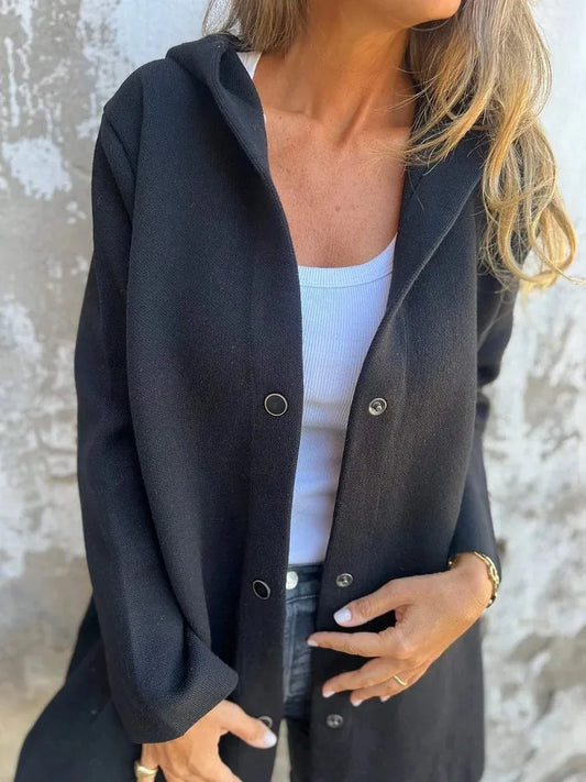 Casual Hooded Single-Breasted Cardigan Fashion Loose Solid Color Jacket Spring And Autumn Women's Clothing